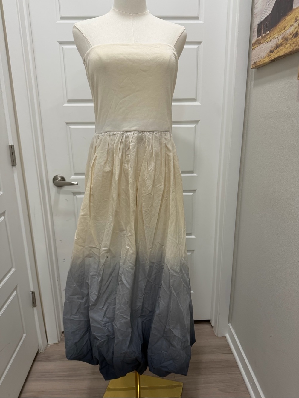 Zara Strapless Ombre Maxi Dress in Cream to Blue NWT - Picture 5 of 11